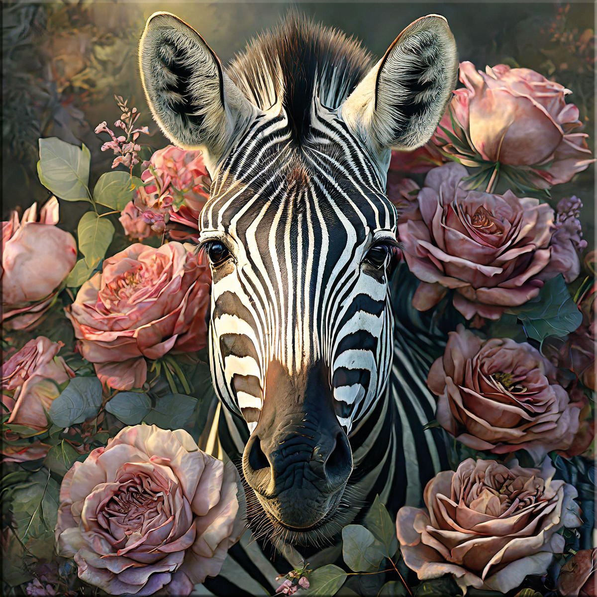 GLASBILD 30x30 cm Zebra Blumen - Rosa, Glas (30/30cm) - artissimo