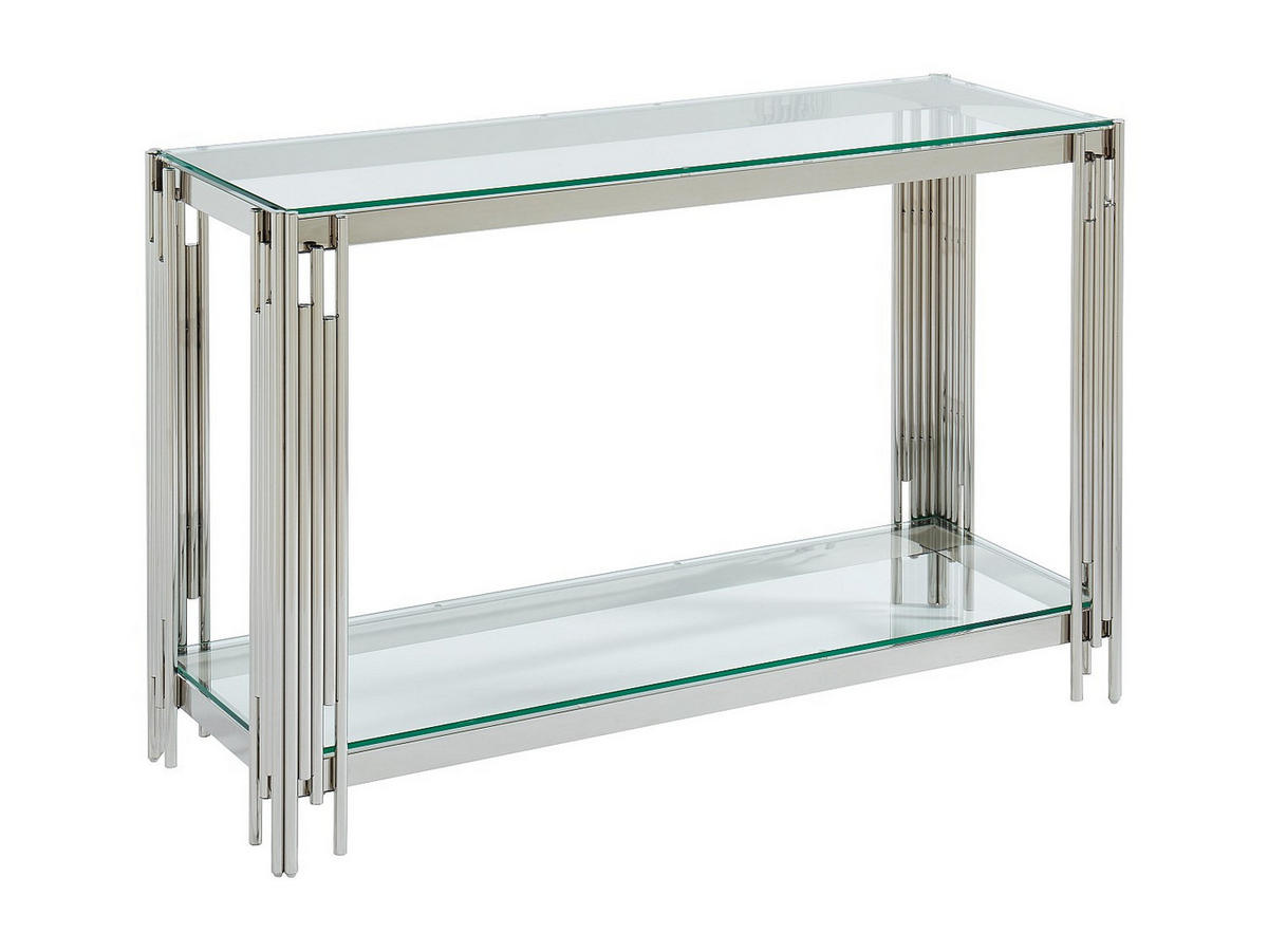 KONSOLENTISCH - 123.5 cm x 43.5 cm - Glas - Silberfarben - NOMELANO - Silberfarben, Glas (43.5/123.5/78cm) - Vente-Unique