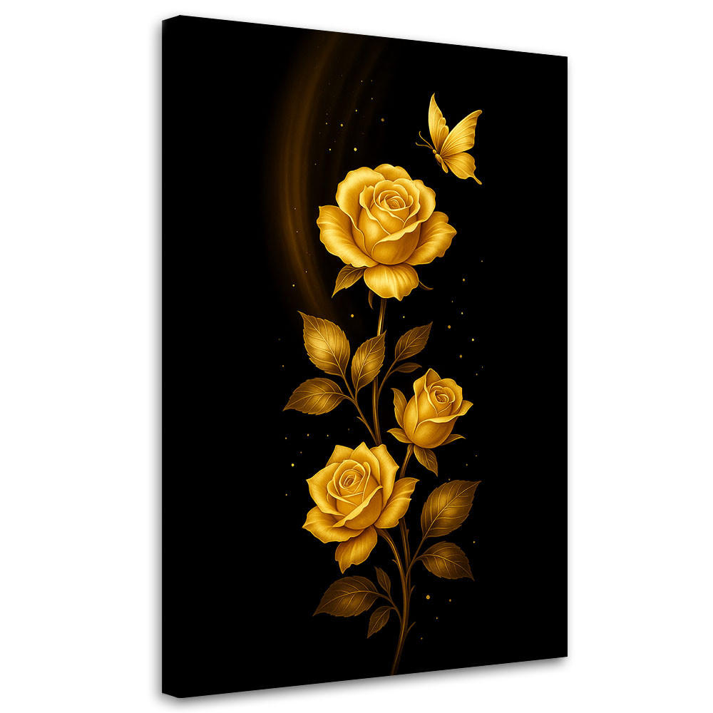 LEINWANDBILD Blumen Goldene Rosen 80x120cm - Goldfarben, Textil (80/120cm) - Feeby