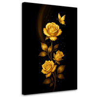LEINWANDBILD Blumen Goldene Rosen 80x120cm - Goldfarben, Textil (80/120cm) - Feeby