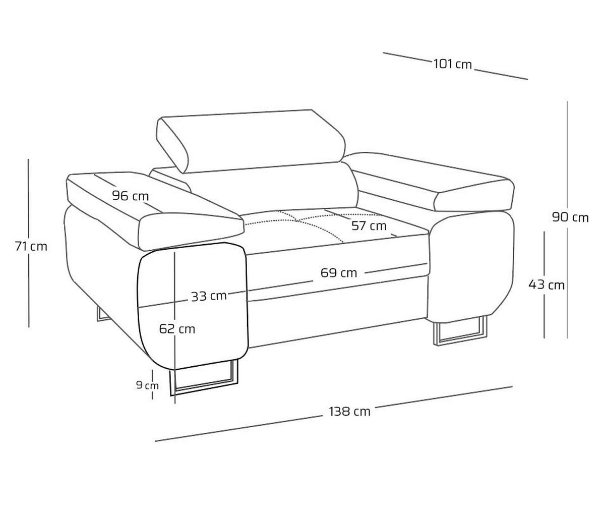 SESSEL WILD mit verstellbare Kopfstütze Chenille Schwarz - Chromfarben/Schwarz, Holz/Textil (130/100/101cm) - Muffo