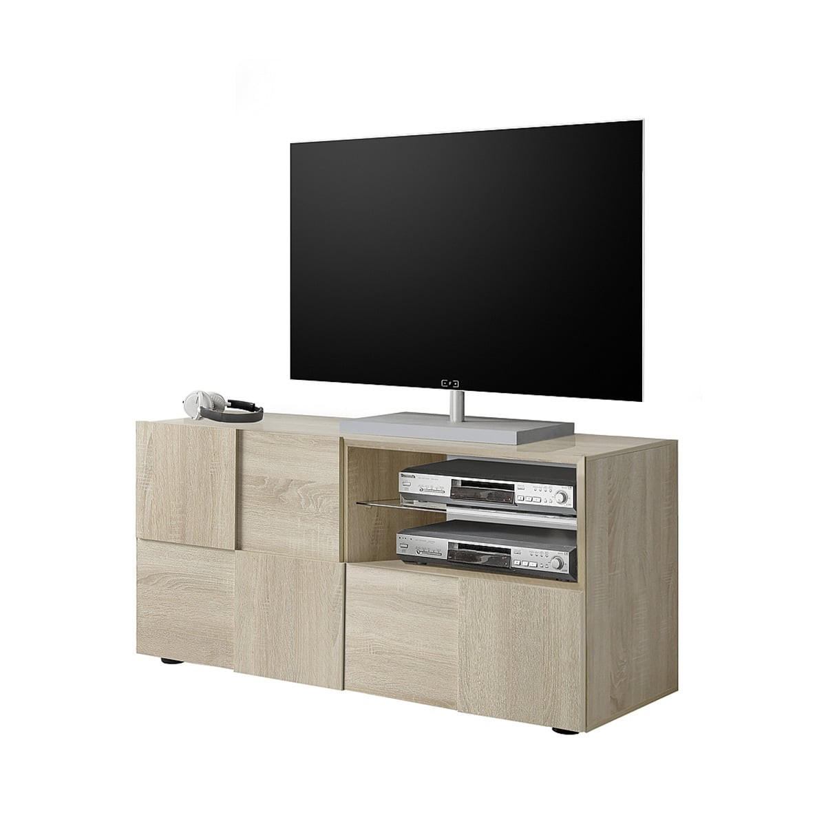 TV-MÖBEL klein 1 Tür und 1 Schublade L121 cm - Dama - Eichefarben, Holzwerkstoff (42/57/121cm) - Calicosy