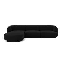 ECKSOFA links Miley aus Samt schwarz 4 Sitzplätze - Schwarz, Textil (156/255cm) - Micadoni
