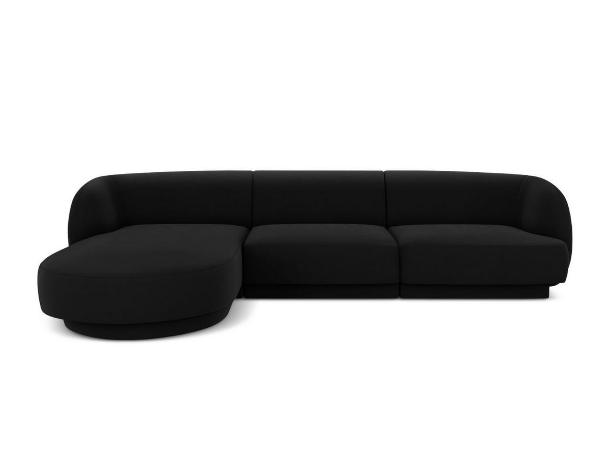 ECKSOFA links Miley aus Samt schwarz 4 Sitzplätze - Schwarz, Textil (156/255cm) - Micadoni