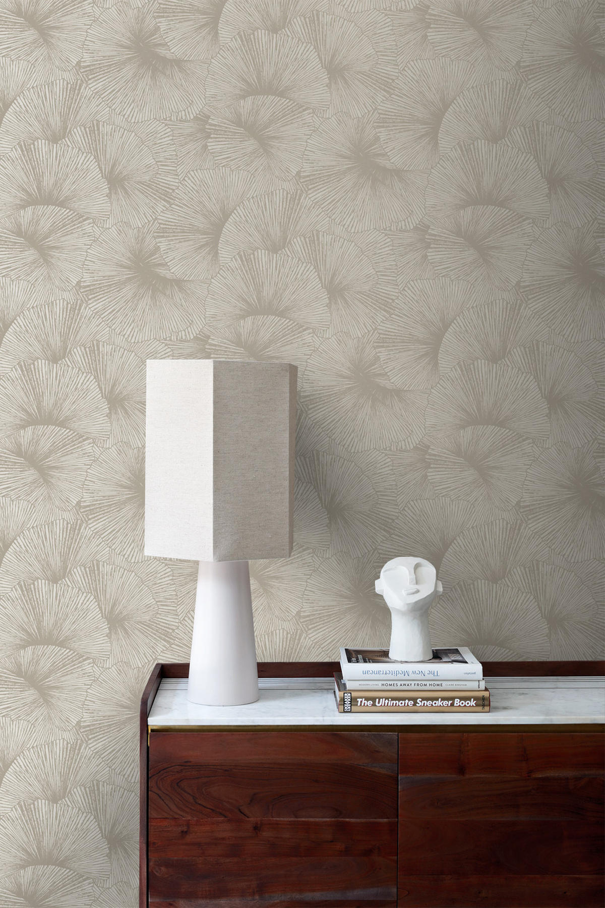 TAPETE 3D Muster Blätter 53 cm x 10.05 m - Beige, Papier (53/1000cm) - Origin Wallcoverings