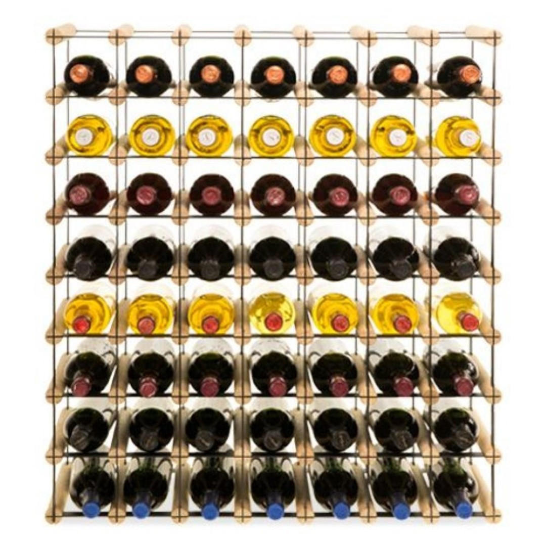 WEINREGAL Vinotega Mod Metal 82,5x72,5x24,5 cm 7x8 Flaschen Massives Kiefernholz Natur - Naturfarben, Holz (72.5/82.5/24.5cm) - PROREGAL