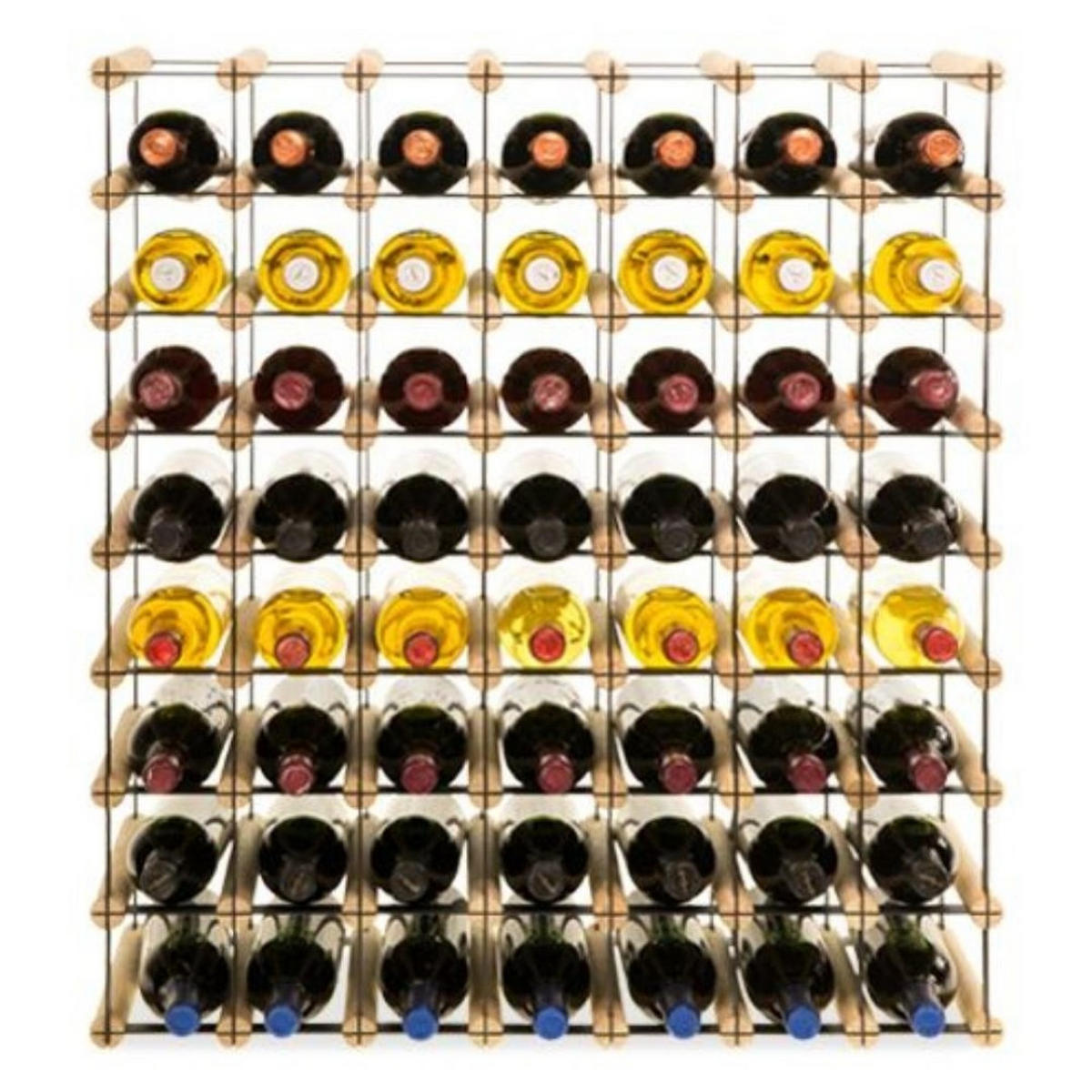 WEINREGAL Vinotega Mod Metal 82,5x72,5x24,5 cm 7x8 Flaschen Massives Kiefernholz Natur - Naturfarben, Holz (72.5/82.5/24.5cm) - PROREGAL