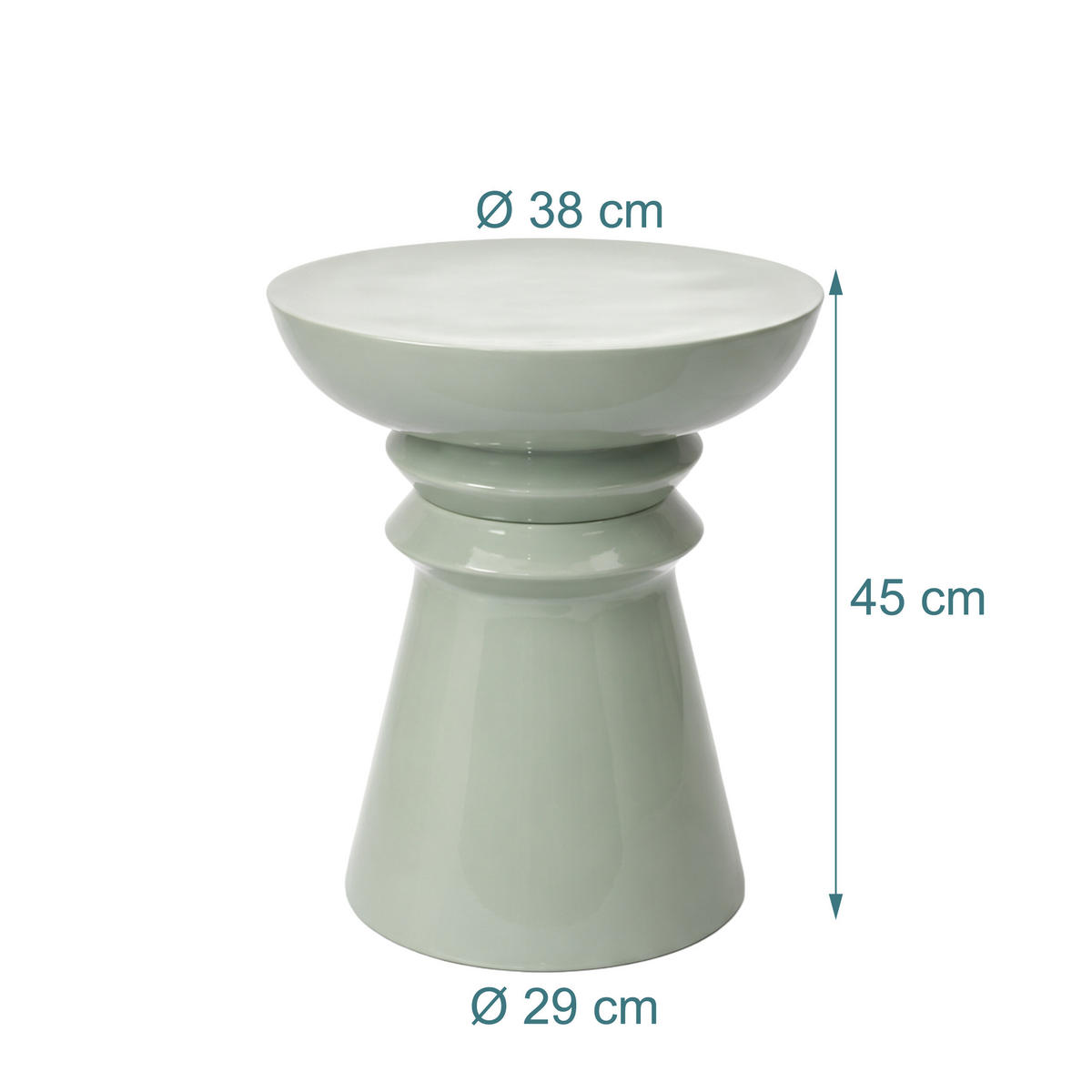 STRANSKI tabel - zelena, kovina (38/38/45cm) - Relaxdays