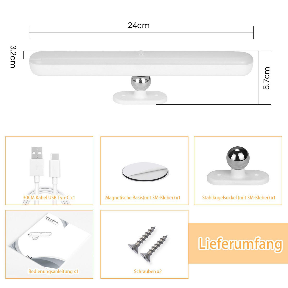 LED WANDLEUCHTE Elisabeth - Weiß, Kunststoff (6/4/24cm) - Nettlife
