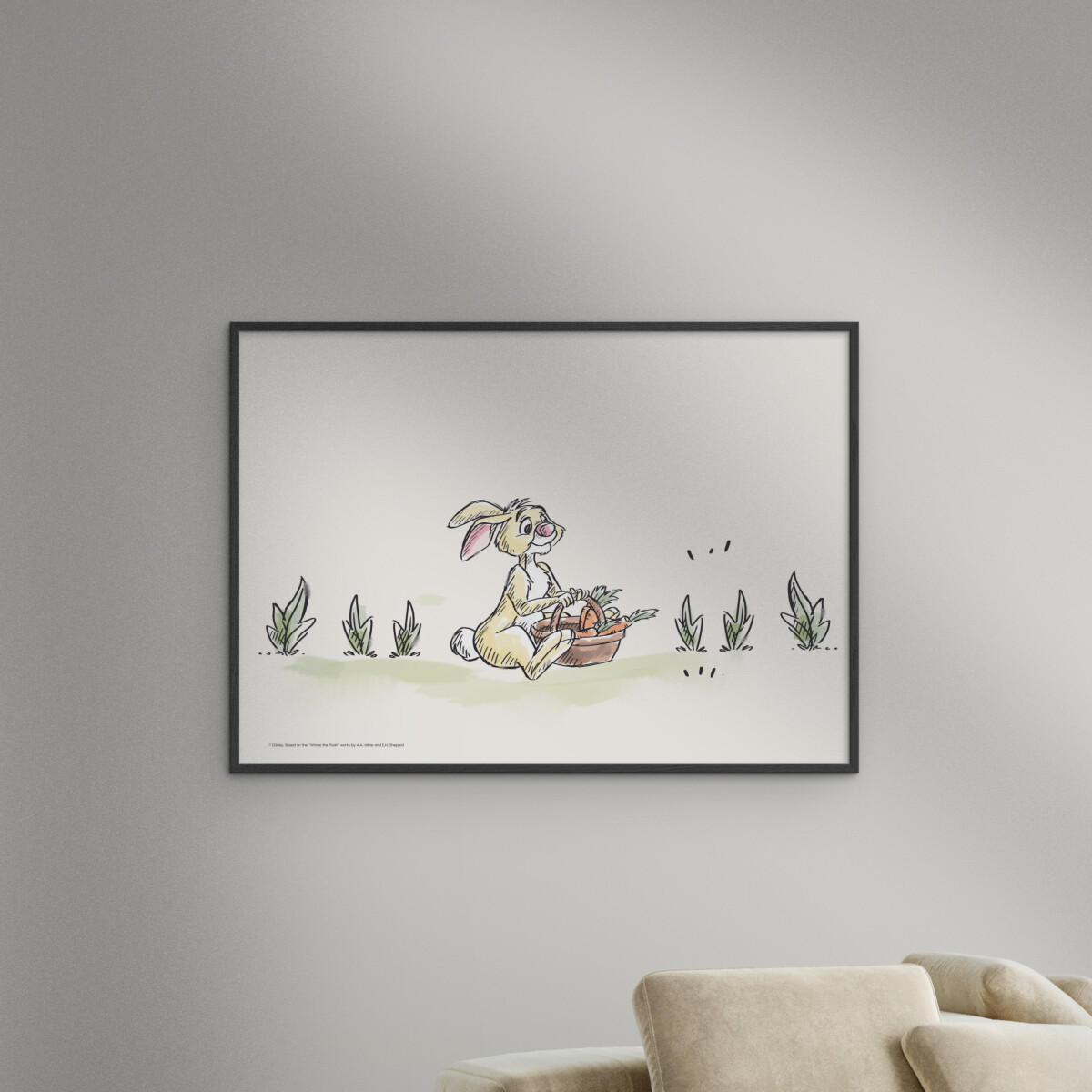 POSTER mit Rahmen Disney - Disney - Rabbit Harvesting Carrots - Beige/Schwarz, Holz/Papier (30/40cm) - Poster&Frame