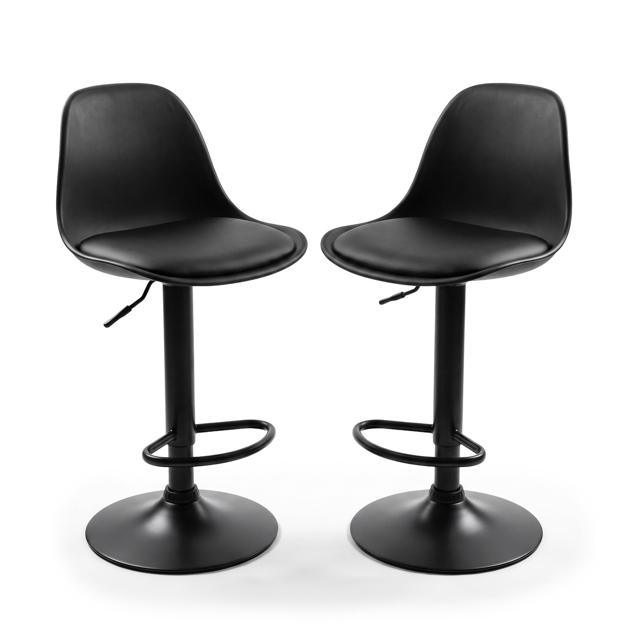 SCAUN Negru bar Set-2 reglabil pe inaltime cu spatar