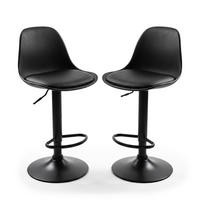 SCAUN Negru bar Set-2 reglabil pe înălțime cu spătar - negru, material plastic/metal (38/103/38cm) - Relaxdays