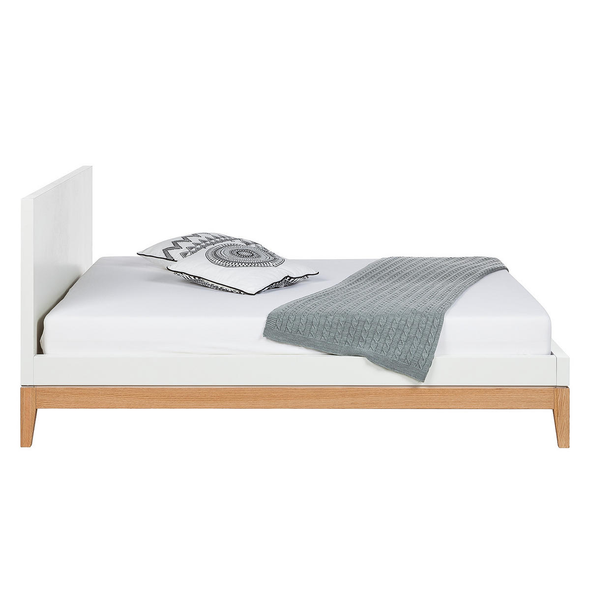 BETT - Höhe 96 cm - Beige/Weiß, Holzwerkstoff (180/200cm) - home24