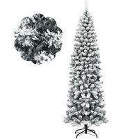 WEIHNACHTSBAUM Bleistiftform mit Schnee 225 cm grün - Grün, Metall (225cm) - COSTWAY