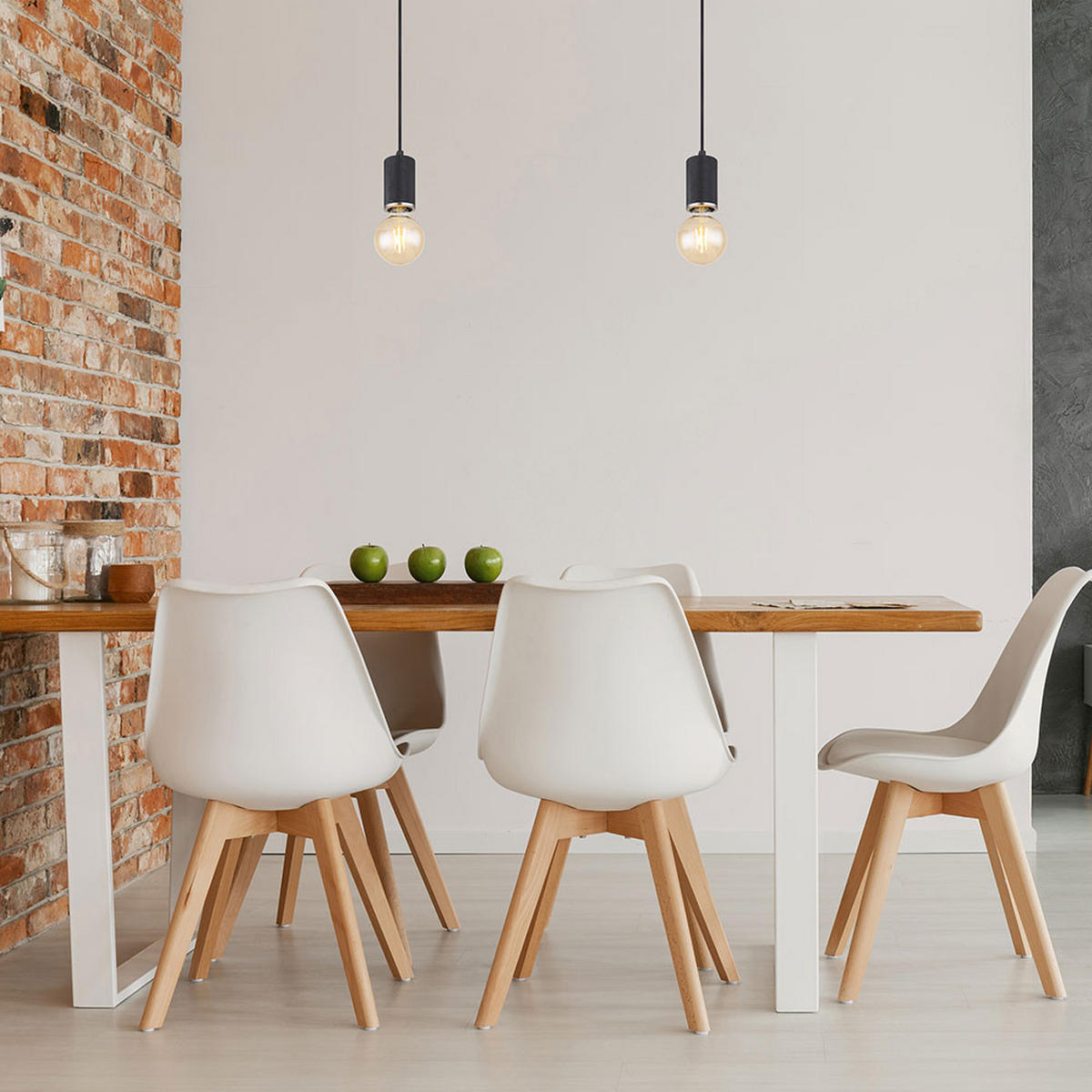 HÄNGELEUCHTE Holz Schwarz verstellbar 2er Set - Schwarz, Holz (12/12/160cm) - Globo Lighting