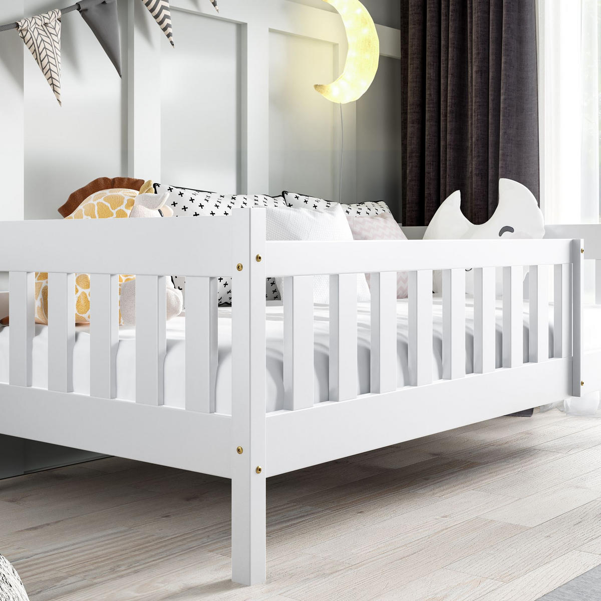 KINDERBETT Holzbett LUMBE - Weiß, Holz (80/160cm) - KONSIMO®