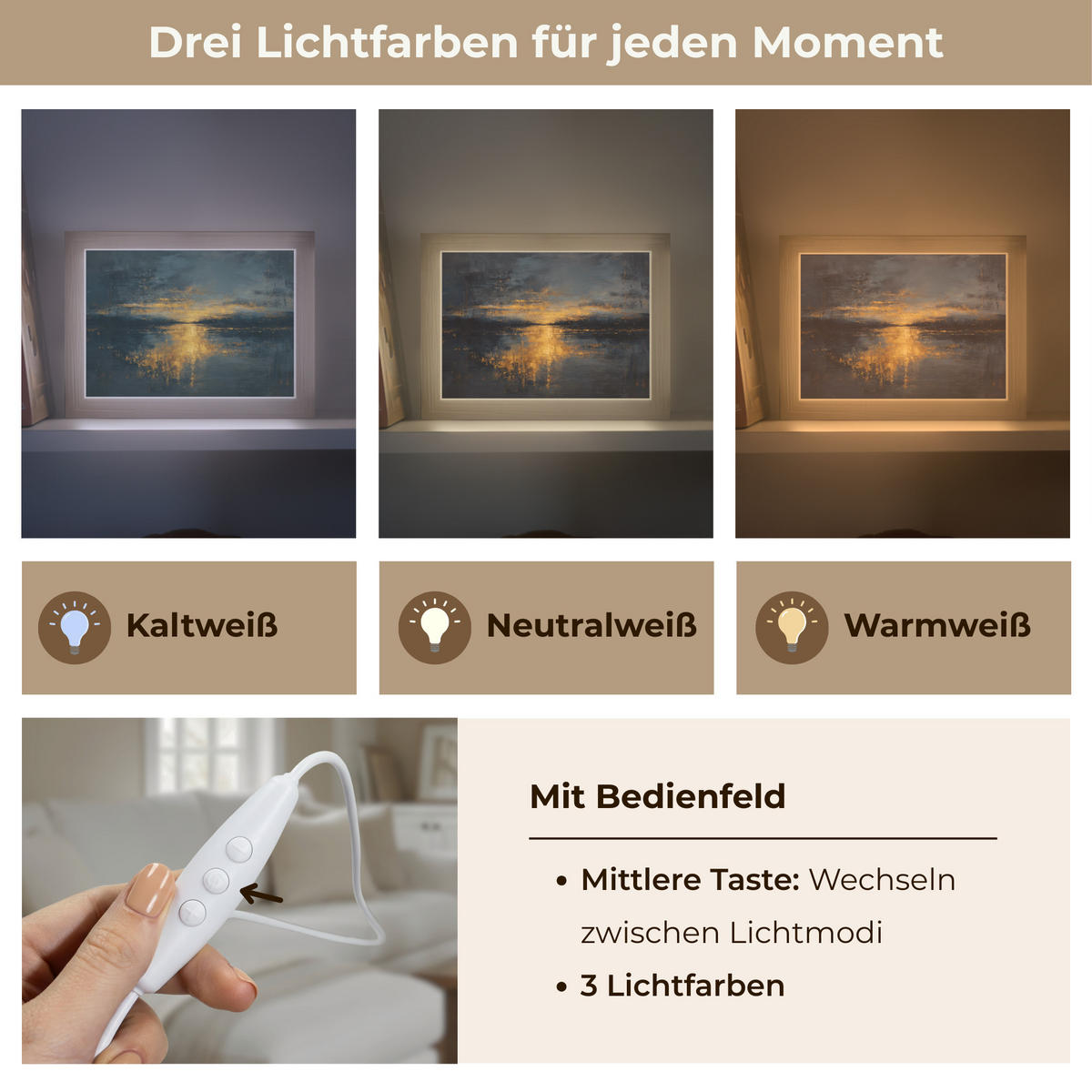 TISCHLEUCHTE Goldene Reflexion auf dem Wasser 20x15 cm - Beere, Holzwerkstoff (8/20/15cm) - OnlyWow