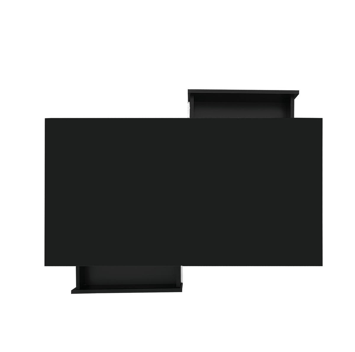 COUCHTISCH 95/50 cm mit 2 Schubladen, 2 offenen Fächern und LED-Beleuchtung - Schwarz, Holzwerkstoff (95/50/42.5cm) - BEAOK
