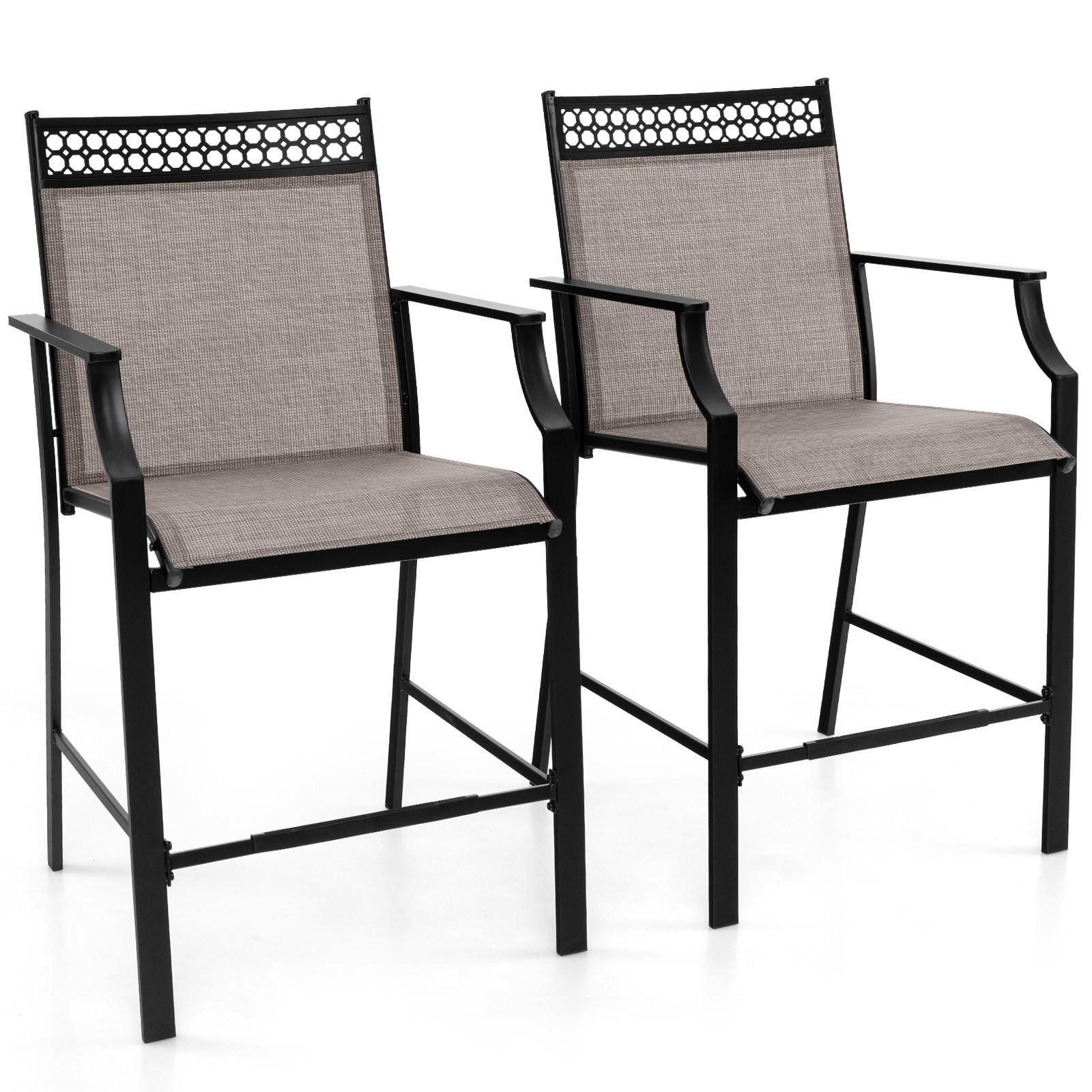 GARTENSTÜHLE Kaffee(2er-Set) - Braun, Metall (62/114/66cm) - COSTWAY