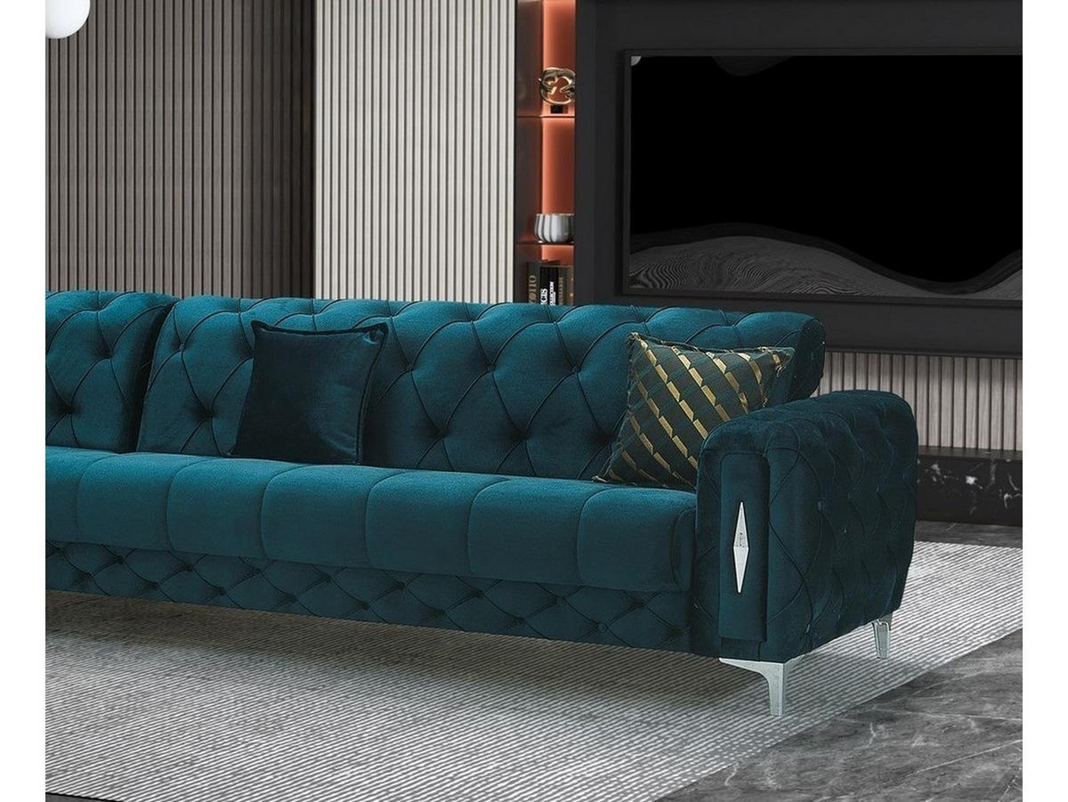 ECKSCHLAFSOFA Patna Grün Relax - Langer Schenkel Rechts - Grün, Holzwerkstoff/Kunststoff (180/310cm)