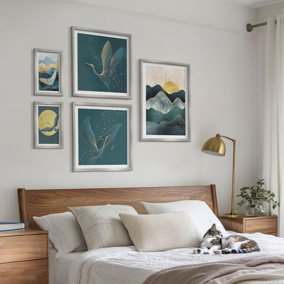BILDER SET 5er Set - 50x50 cm & 20x30 cm & 40x60 cm Silberner Rahmen - Familie, Liebe, Wärme, Zuhause - Silberfarben, Kunststoff (40/60cm) - TULUP