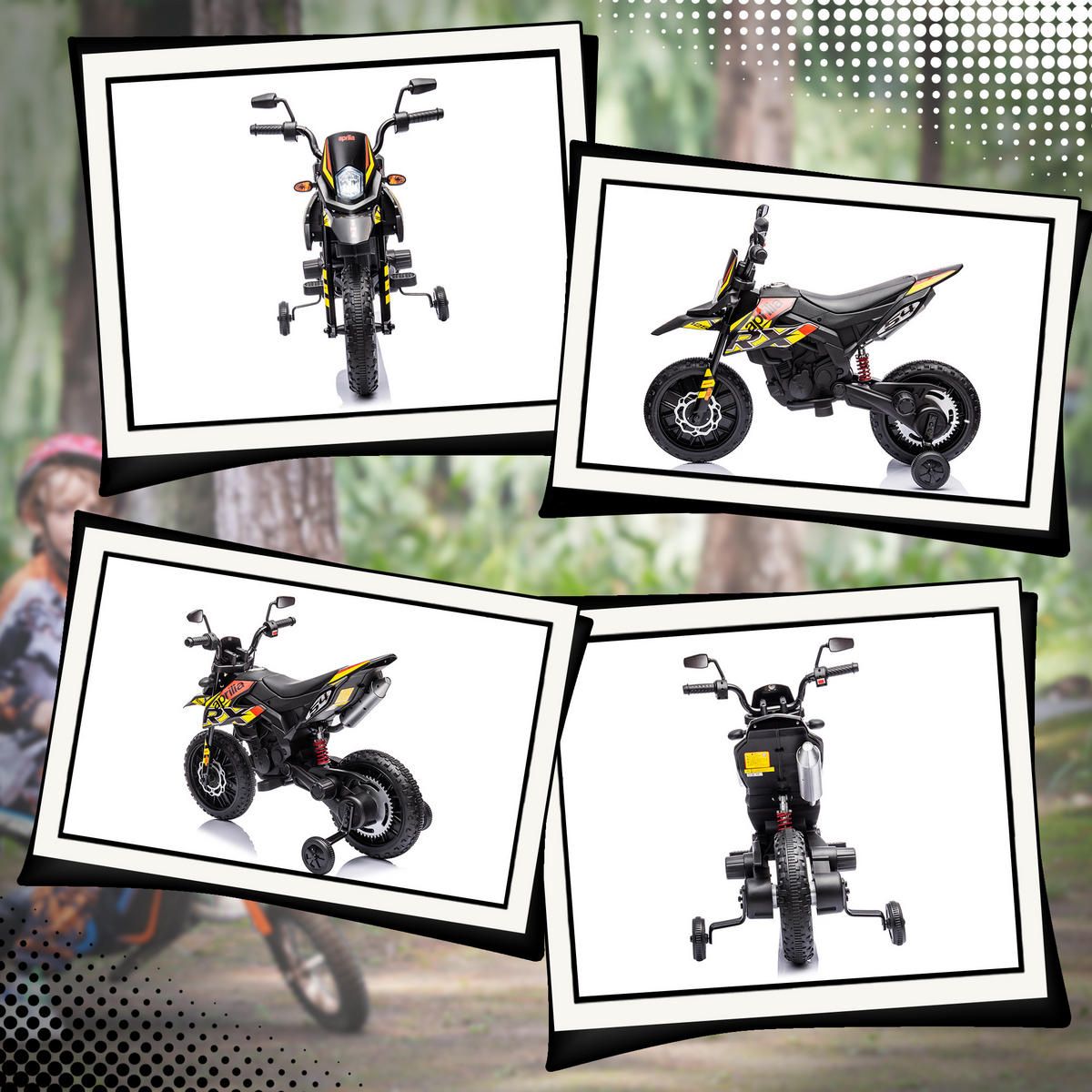 KINDER ELEKTRO-MOTORRAD, Kunststoff, Metall, 106,5L x 56B x 80H cm - Gelb, Metall (106.5/56/80cm) - AIYAPLAY