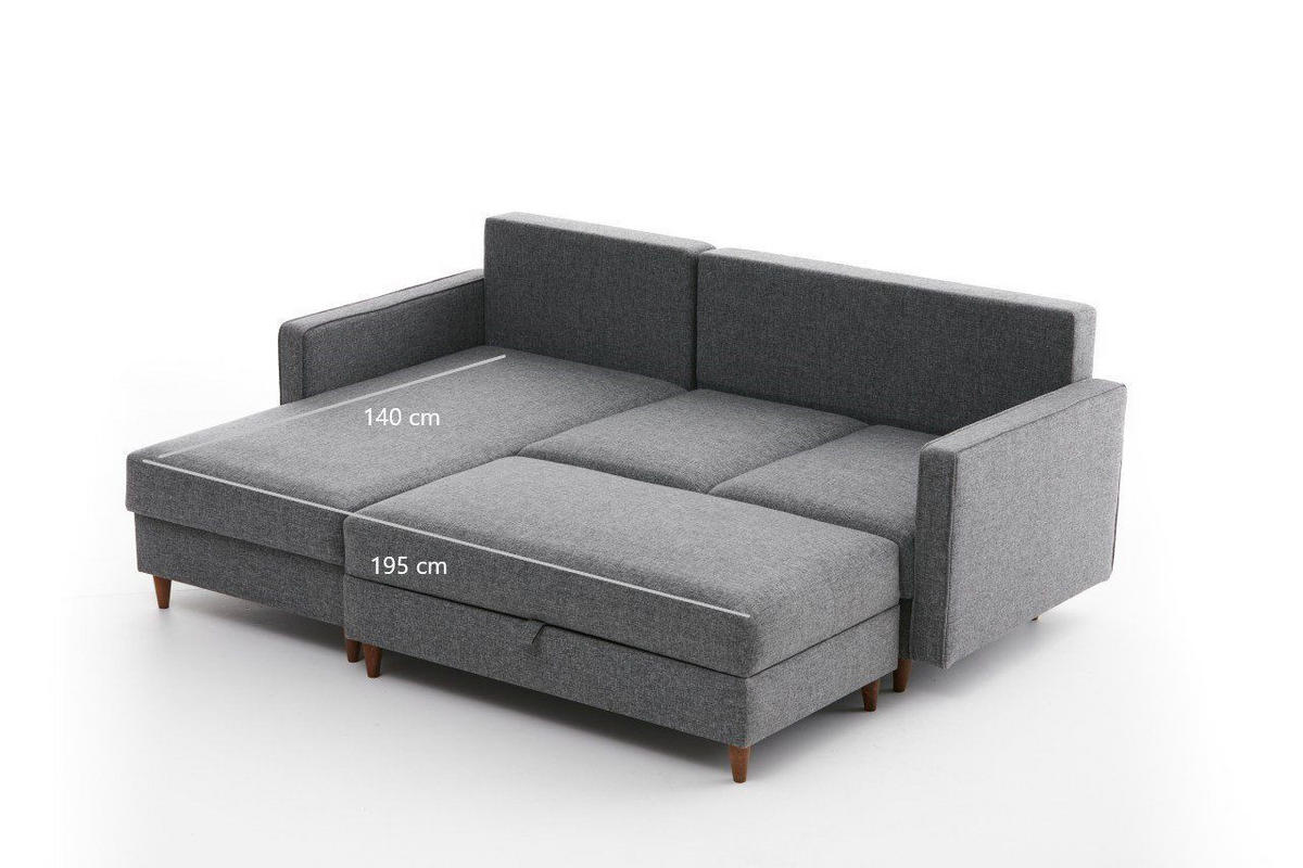 ECKSOFA mit Hocker, Schlaffläche - Walnussfarben/Braun, Holz/Kunststoff (210/155cm) - myHomelando
