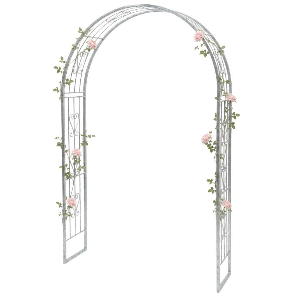 DANDIBO Rosenbogen Verzinkt Massiv 150 cm Torbogen 96520 Wetterfest Rundbogen Volleisen Rankhilfe Gartenbogen Feuerverzinkt - Grau, Metall (150/222/34cm) - DanDiBo