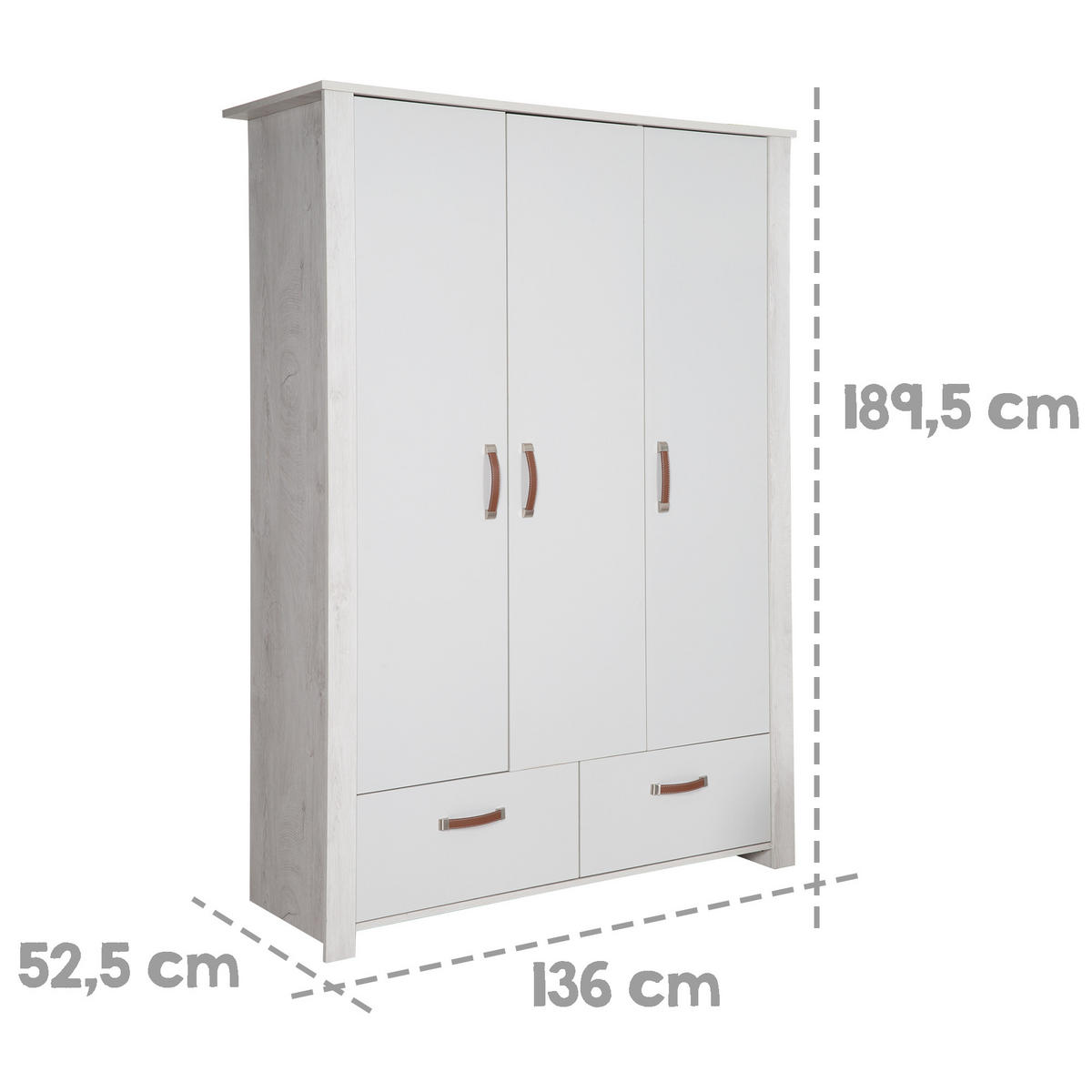 BABYZIMMER-SET Mila 3-teilig - Grau, Holzwerkstoff (135/190/142cm) - Roba
