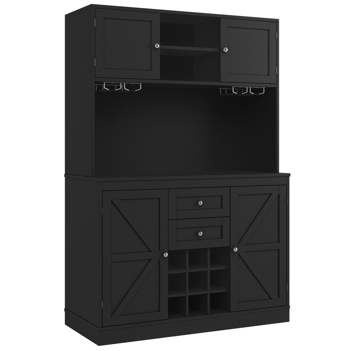 BUFFET 120/188/40 cm Schwarz aus MDF mit verstellbaren Einlegeböden - Schwarz, Holzwerkstoff (40/188/120cm) - OKMYHOME