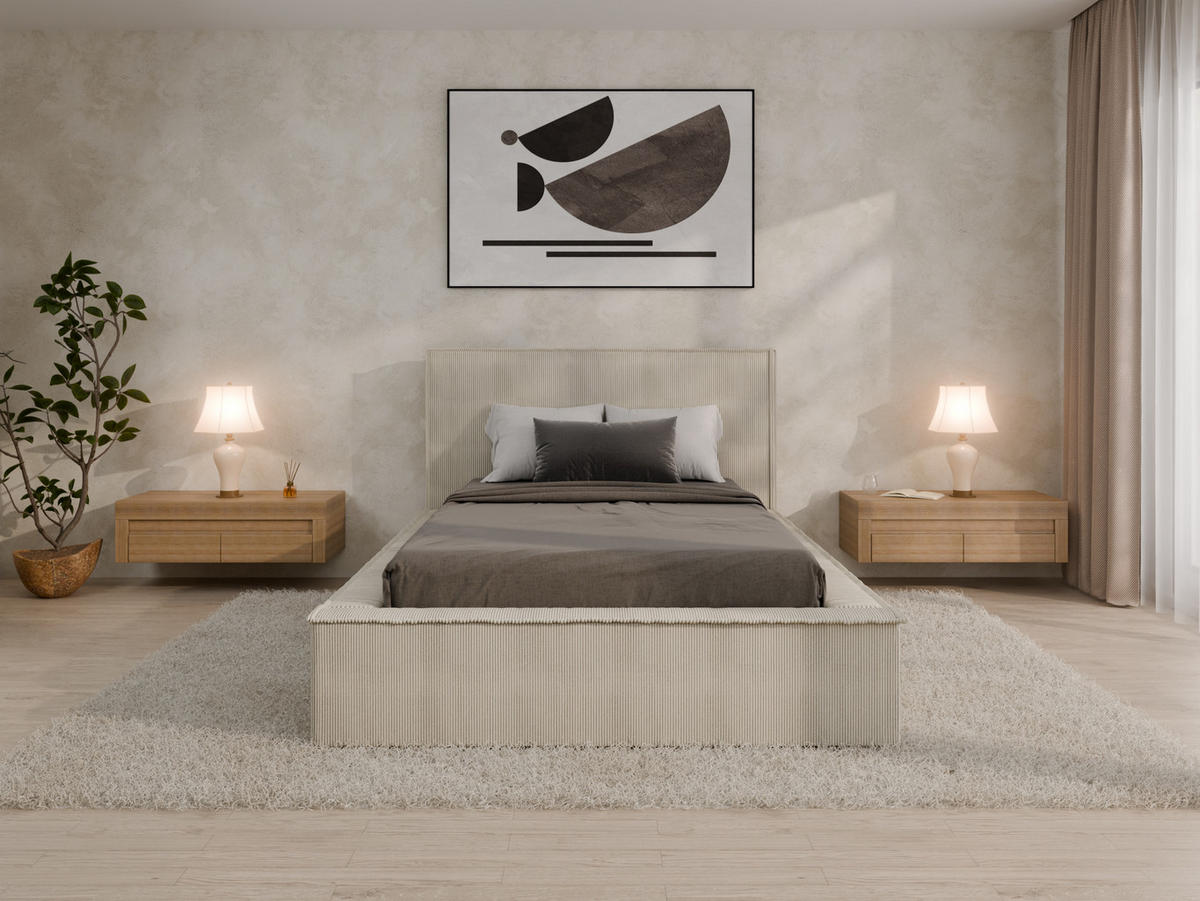 POLSTERBETT SANA 120x200cm Elegantes Polsterbett für modernen Wohnstil , ohne matratze, beige - Beige, Holz (120/200cm) - Panda Möbel