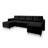 ROHOVÁ SEDAČKA MILO černá - černá/hnědá, dřevo/textil (285/140cm) - MASSENO