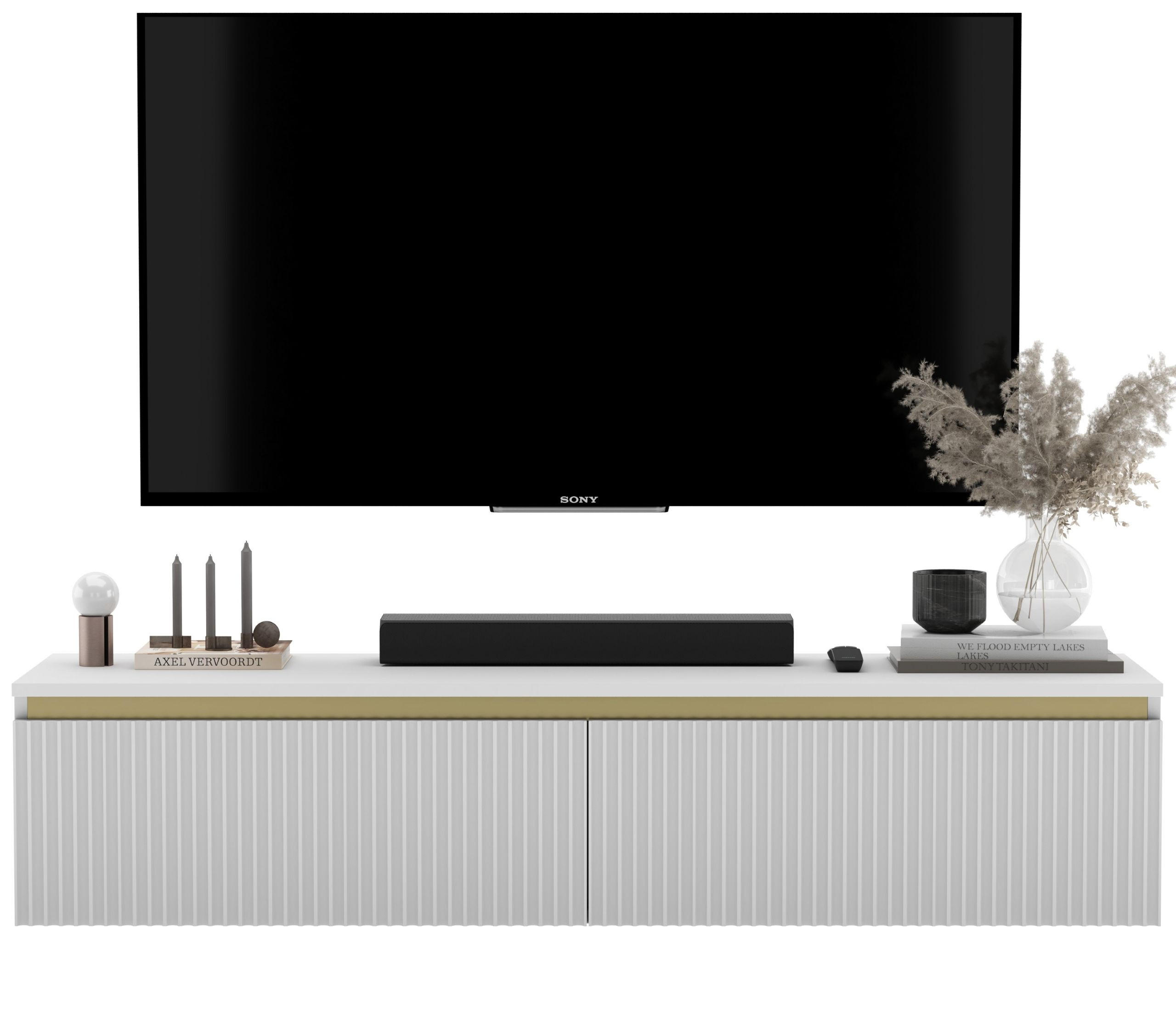 TV-SCHRANK Selene Weiß matt Glamour 140 cm - Weiß, Holzwerkstoff (140/30/35cm) - Meble Lindner