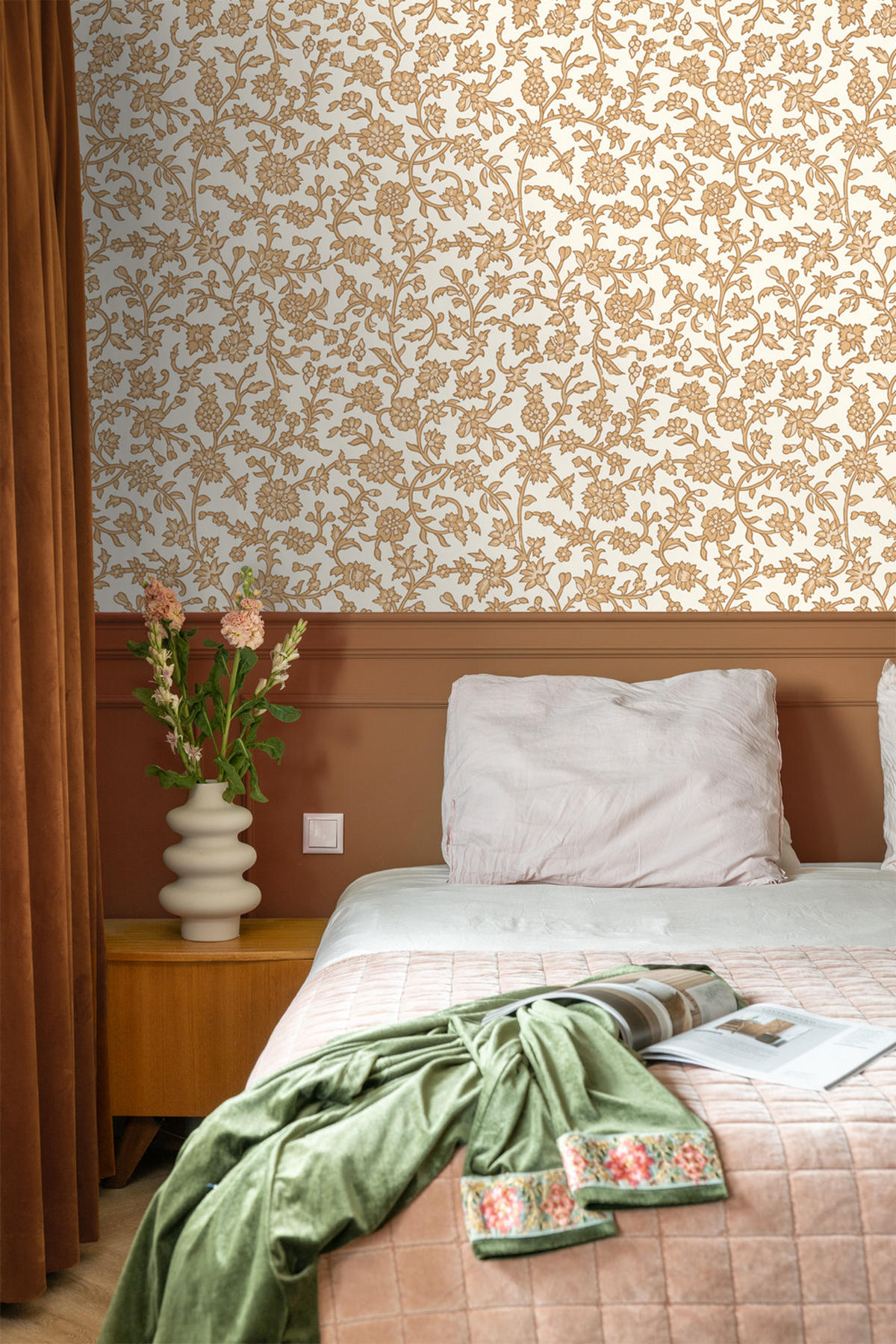 TAPETE Blumenmuster 50 x 900 cm - Braun, Papier (50/900cm) - ESTAhome