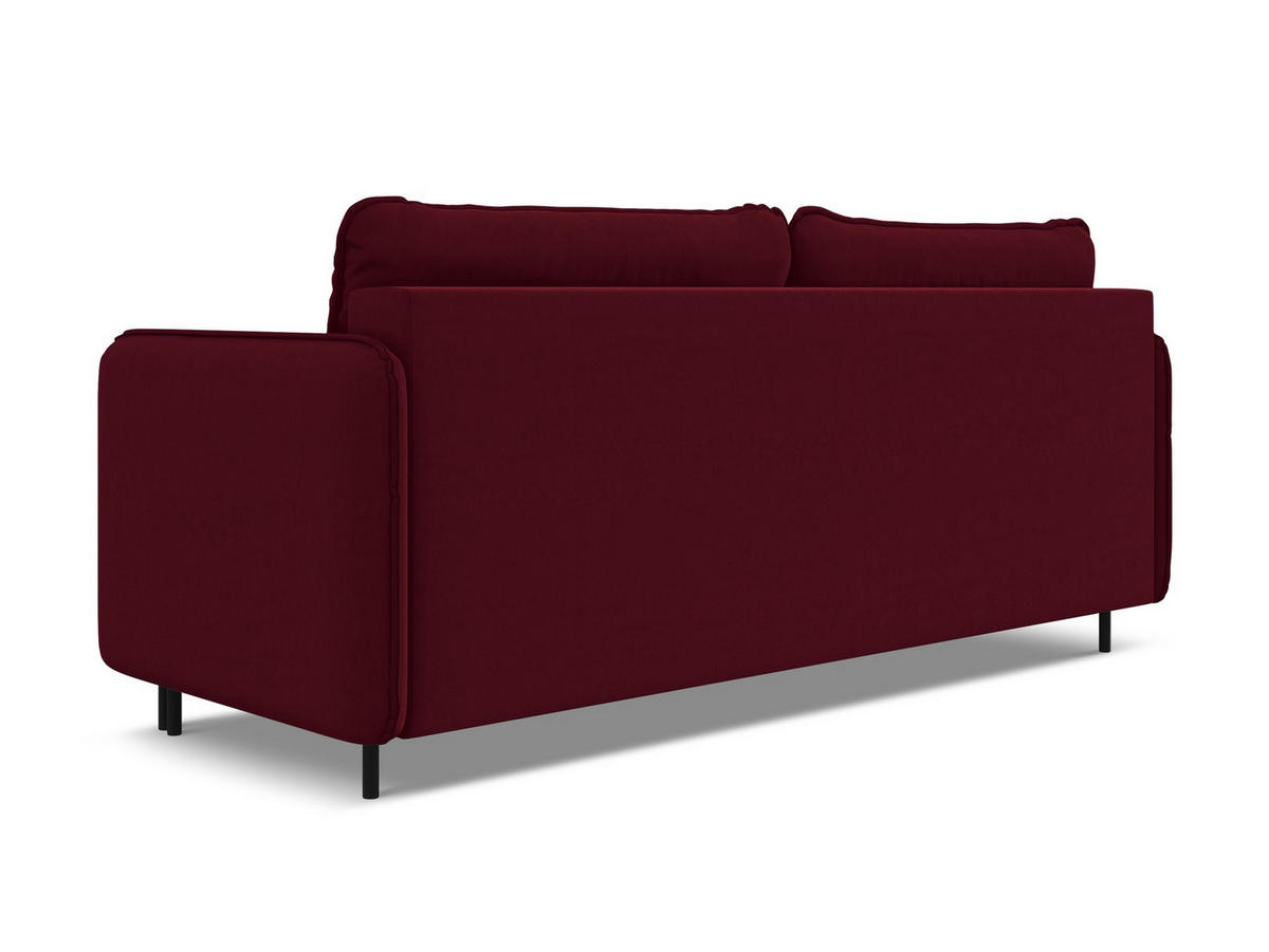 3-SITZER SOFA mit Schlaffunktion Samt Stoff Rot - Bordeaux/Rot, Holz/Textil (226/90/92cm) - Makamii