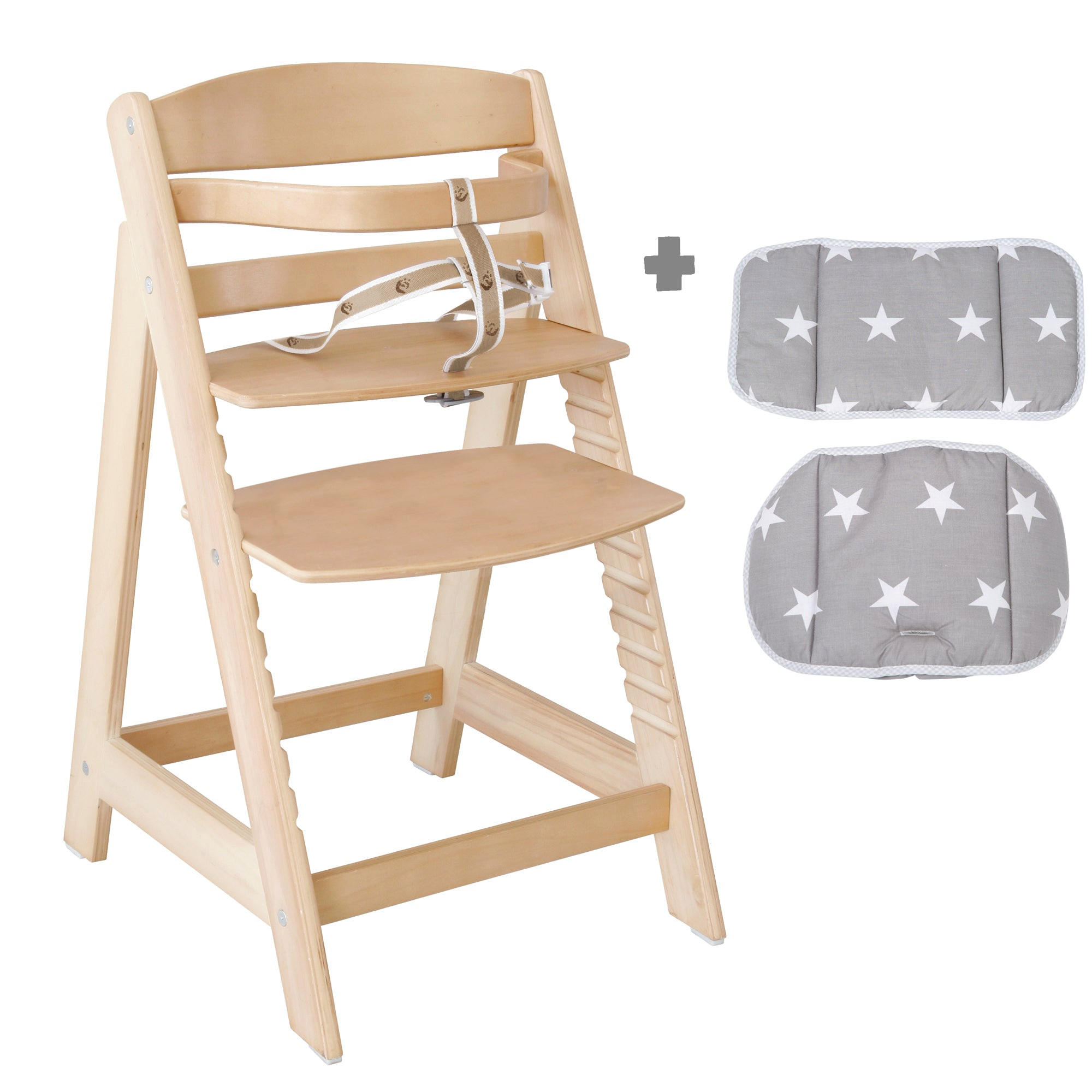 TREPPENHOCHSTUHL mit Sitzverkleinerer Little Stars - Naturfarben, Holzwerkstoff/Textil (44.5/80/54cm) - Roba