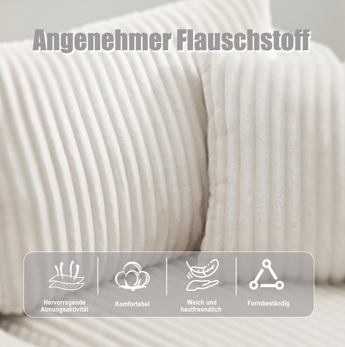 MODULARES Sofa Cord mit Chaiselongue und 2-Sitzer 257/90-160/62 cm Beige - Beige, Textil (160/257cm) - Redom