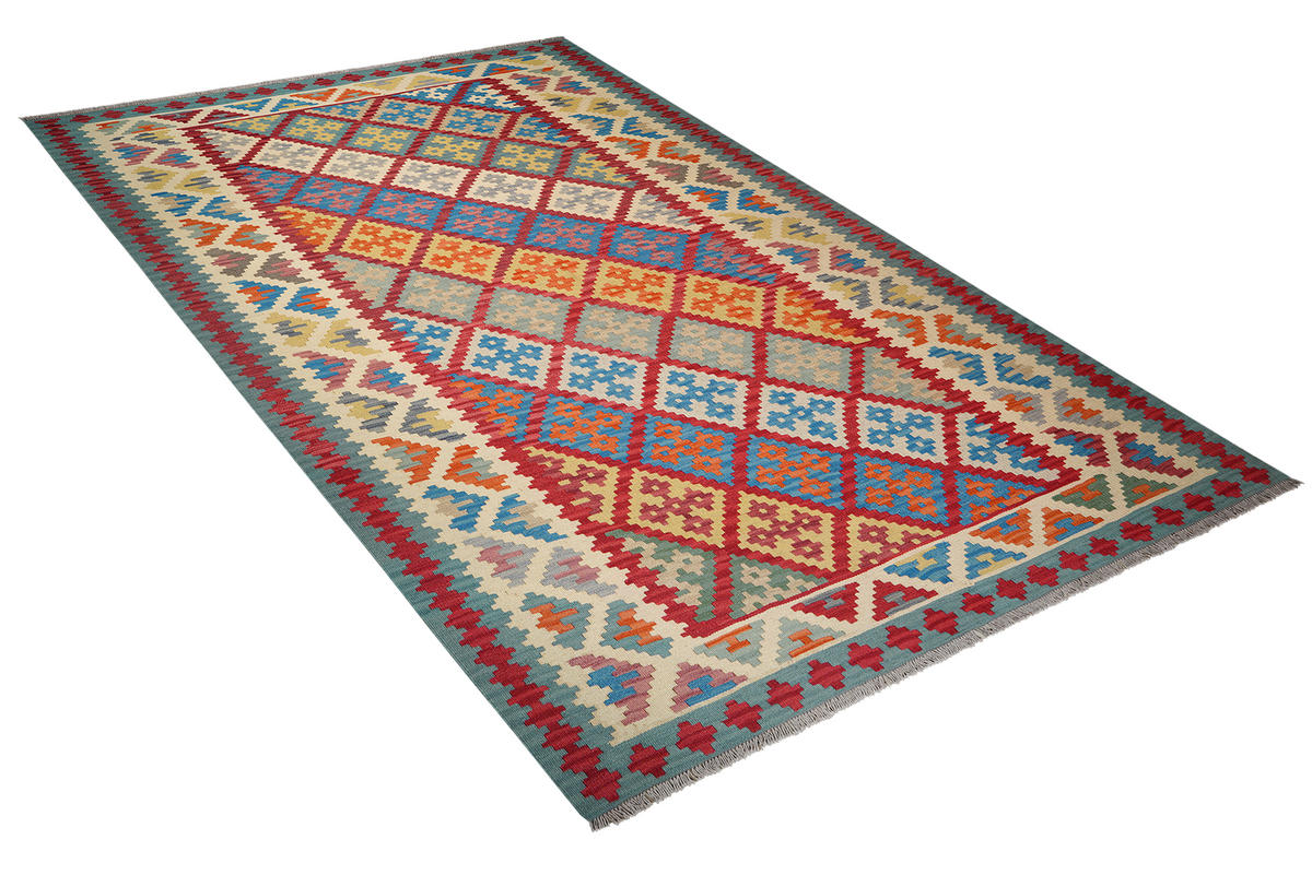 HANDWEBTEPPICH Kelim Gashgai Rot 302/209 cm Schurwolle - Rot, Textil (209/302cm) - Looma