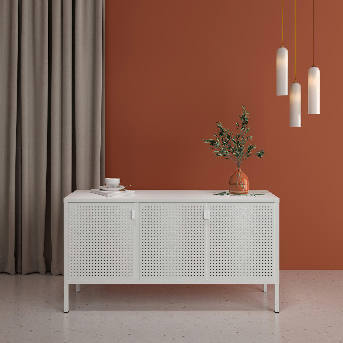 TV-ELEMENT Castelli - Weiß, Metall (114/60/40cm) - [en.casa]