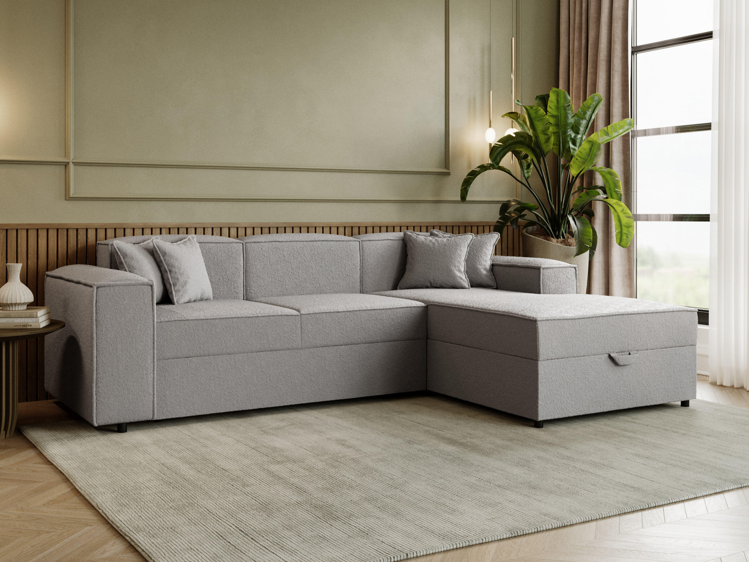 ECKSOFA Santos L, Seite: Rechts - Schwarz/Grau, Holzwerkstoff/Kunststoff (253/166cm) - MIRJAN24