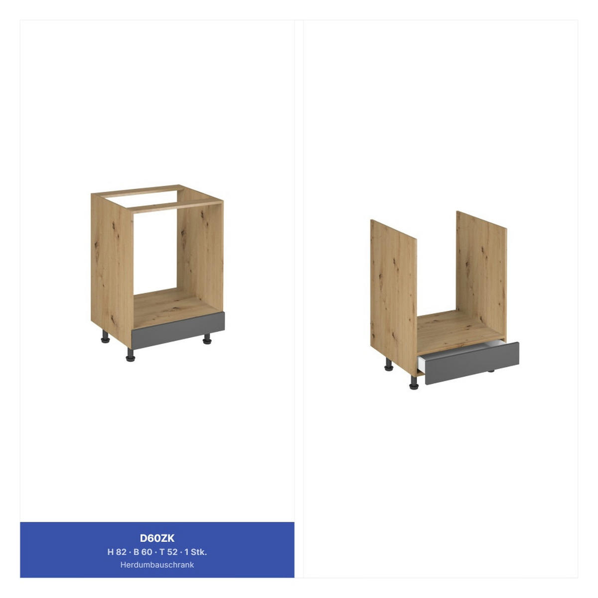 KÜCHENZEILE 300 cm - Langen KL30-M300 - in Grau / Matt - Grau, Holz (300/212/52cm)
