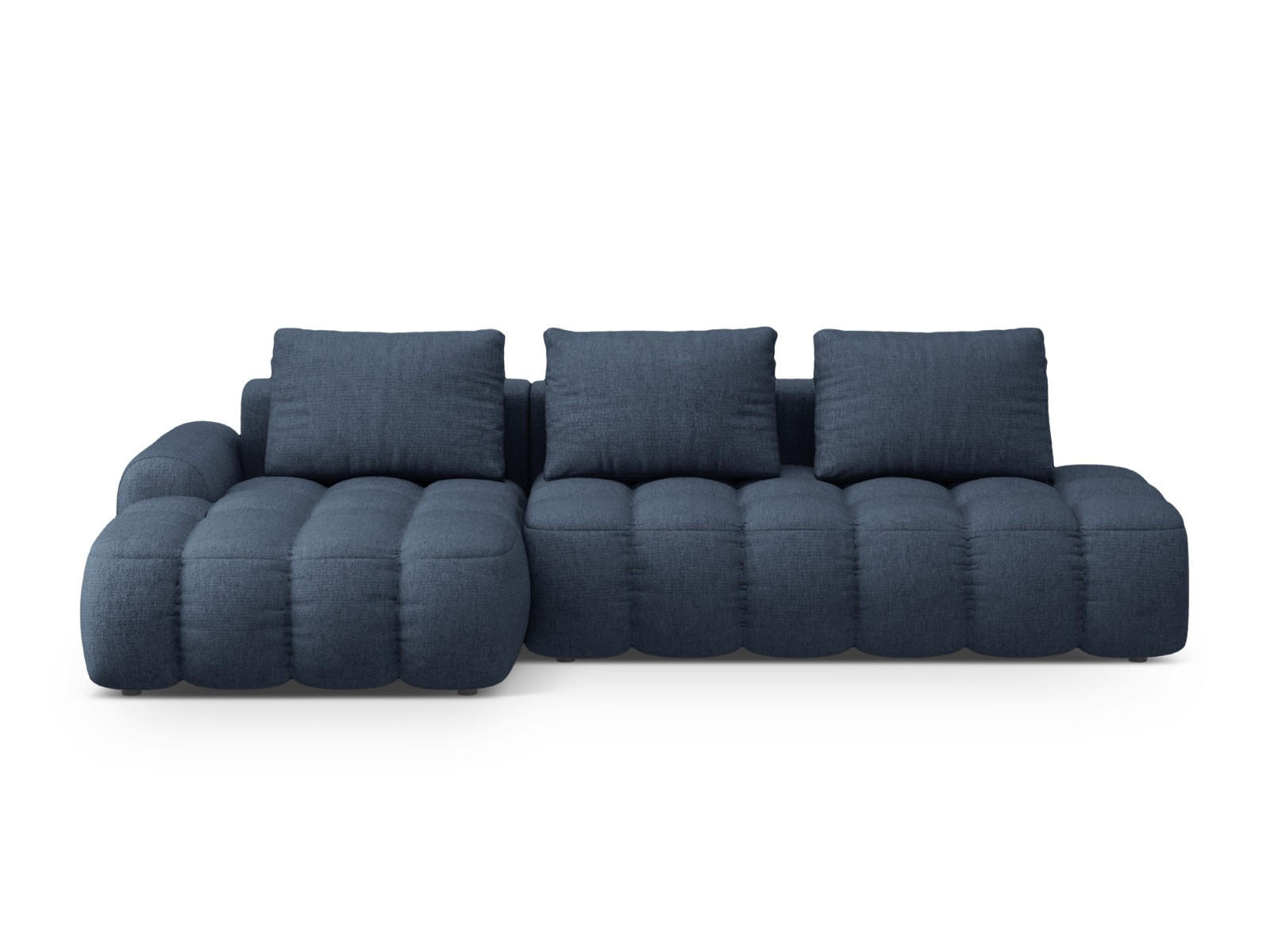 AUSKLAPPBARES-ECKSOFA links mit Container Linz aus strukturiertem Stoff dunkelblau 3 Sitzplätze - Dunkelblau, Textil (142/275cm) - Cosmopolitan Design