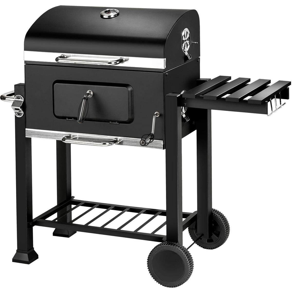 HOLZKOHLEGRILL Florian,115 x 65 x 107 cm,schwarz - Schwarz, Metall (65/107/115cm) - tectake