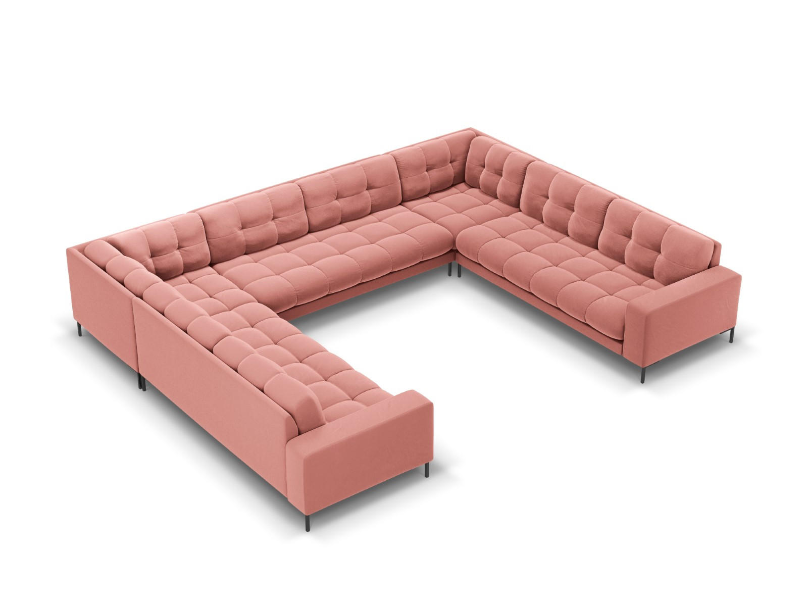 PANORAMASOFA Mamaia aus Samt rosa 9 Sitzplätze - Pink, Textil (256/75/337cm) - Micadoni