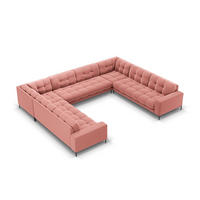 PANORAMASOFA Mamaia aus Samt rosa 9 Sitzplätze - Pink, Textil (256/75/337cm) - Micadoni