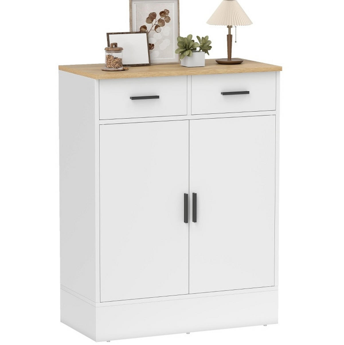 SIDEBOARD aus Holzwerkstoff 68,6x35x90,3 cm Weiß mit 2 Schubladen, verstellbarem Regal und viel Stauraum - Weiß, Holzwerkstoff (68.6/90.3/35cm) - Modfu