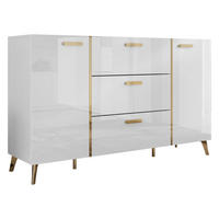 SIDEBOARD Picru 150 2D3SZ - Goldfarben/Weiß, Holzwerkstoff/Kunststoff (154/92/38cm) - MIRJAN24
