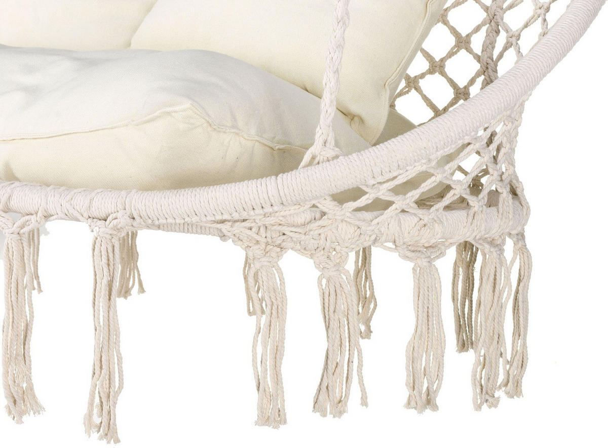 HÄNGESESSEL für 2 Personen 130/75/37 cm, bis 200 kg - Beige, Textil/Metall (130/37/75cm) - Outtec