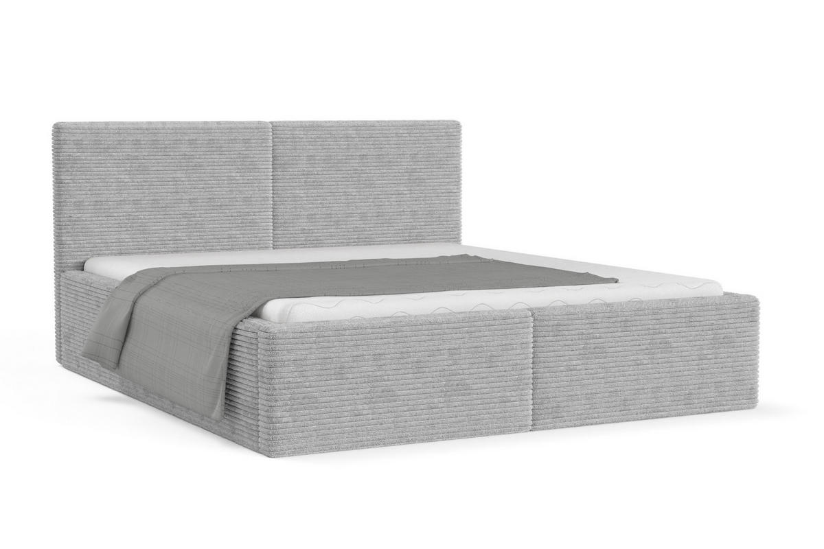 POLSTERBETT BEN 140/200 in Cord Hellgrau - Hellgrau, Holz/Holzwerkstoff (140/200cm) - Deine Möbel 24