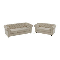 COUCHGARNITUR - 5 Personen - Samt, Stoff - Beige - CHESTERFIELD - Beige, Textil (168/72/88cm) - Vente-Unique